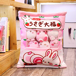 Sac à pouding en peluche, Mini poupée boule d'animaux, fleur de cerisier, lapin Hamster pingouin fraise fruits banane sieste sac à bonbons