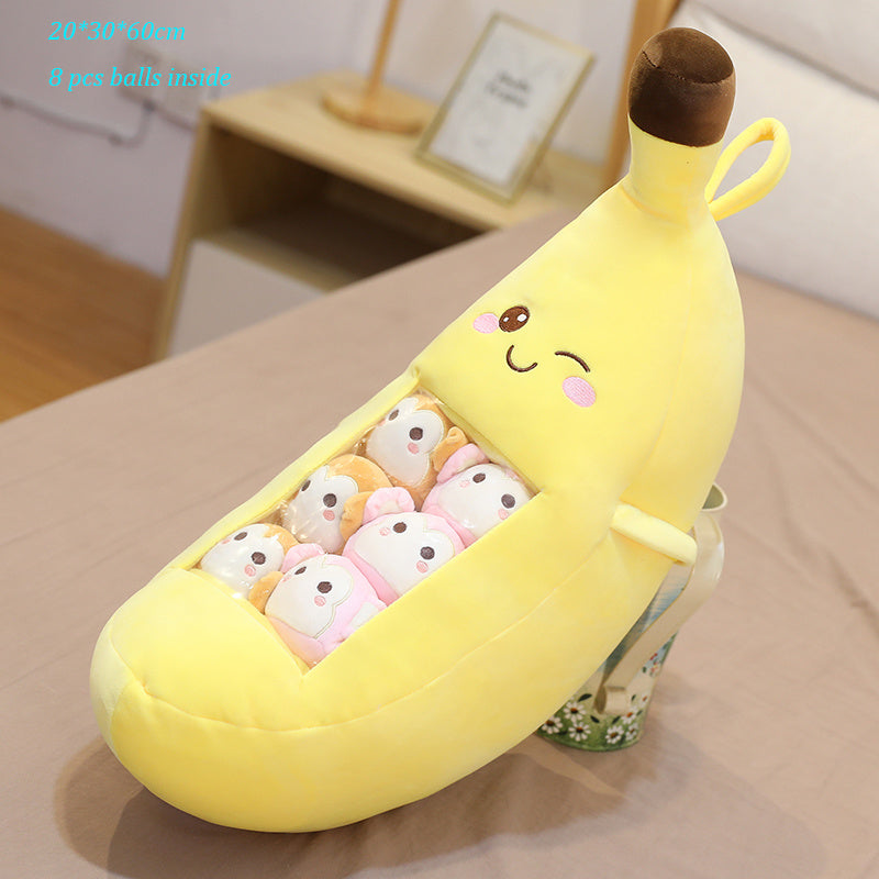 Sac à pouding en peluche, Mini poupée boule d'animaux, fleur de cerisier, lapin Hamster pingouin fraise fruits banane sieste sac à bonbons