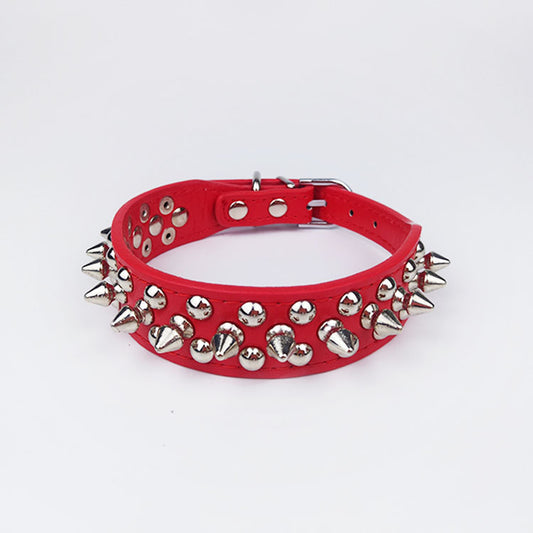 Collar de cuero para mascotas, Collar redondo con tachuelas para perros pequeños y medianos, Collar con remaches incrustados para cachorros, accesorios para mascotas