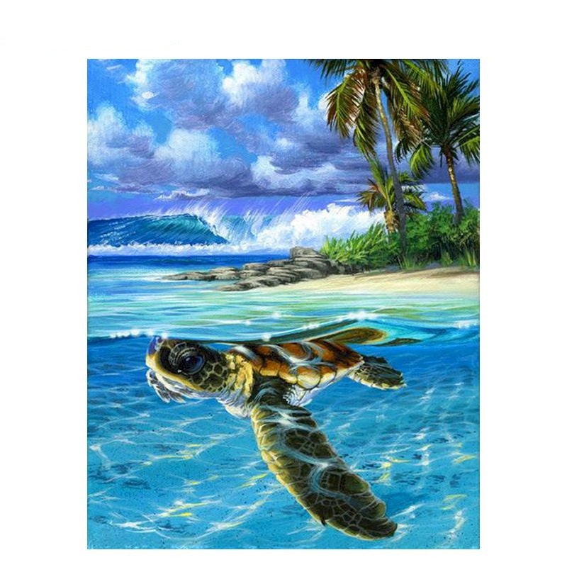 Peinture numérique tortue de mer, décoration murale de chambre à coucher avec animaux