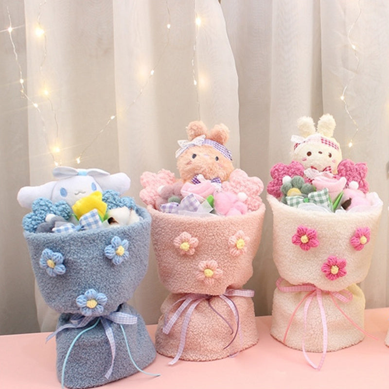 Birthday Gift Cartoon Doll Bouquet Plush Toy Cute Rabbit Flower Graduation Gift Greeting Card Valentine's Day Present