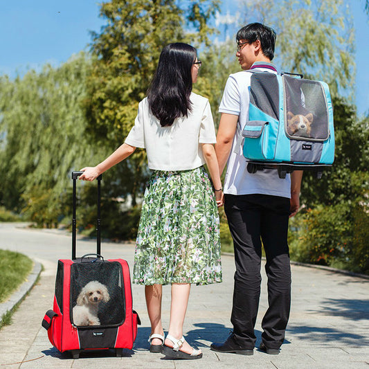 Petit porte-roues pour animaux de compagnie, sac à dos Portable pour poussette, pour chien et chat, respirant, pour chiot, bagages à roulettes, sac de Transport de voyage en voiture