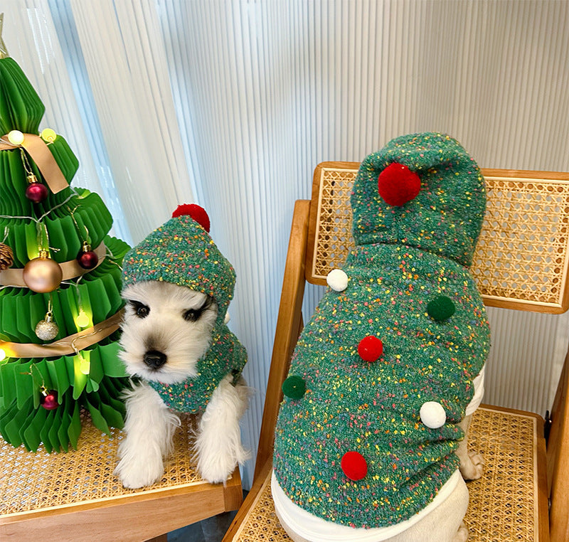 Automne et hiver chaud noël à capuche gilet en laine chien pull pour animaux de compagnie