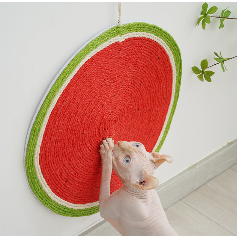 Planche à gratter créative pour chat en forme de pastèque fixée au mur