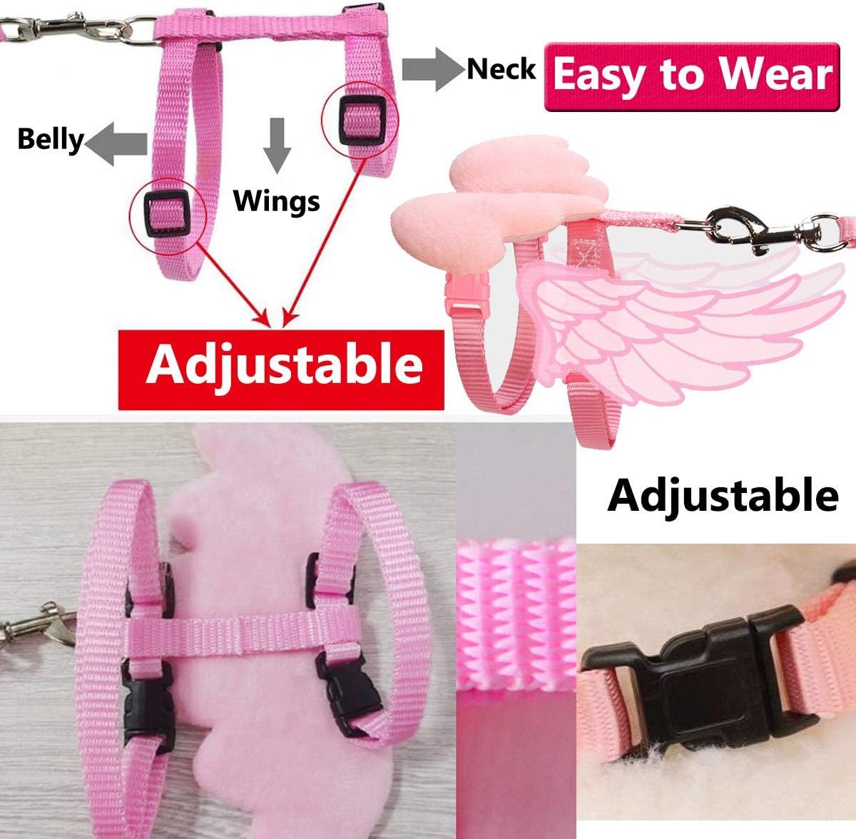 Adjustable Walking Harness With Wings And Traction Rope For Chickens, Ducks, Geese, Hens And Small Pets