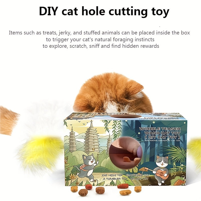 1 à 2 jouets pour chat bâton de chat gobelet pour chat jouet pour chat bricolage bâton de chat en forme de navet bricolage jouet de coupe de trou de chat 