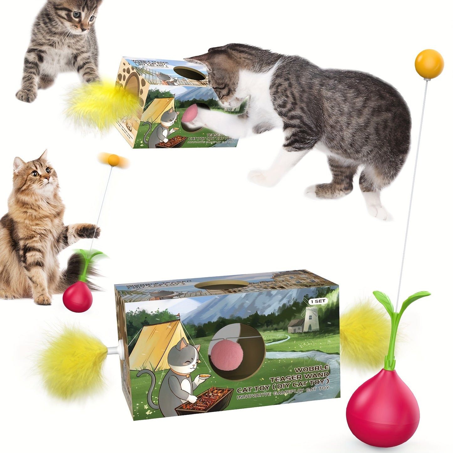 1 à 2 jouets pour chat bâton de chat gobelet pour chat jouet pour chat bricolage bâton de chat en forme de navet bricolage jouet de coupe de trou de chat 