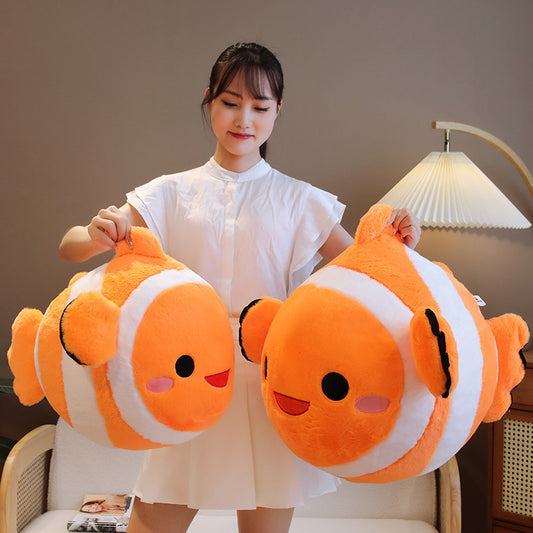 Vente à chaud transfrontalière nouvelle poupée de poisson clown en fourrure de lapin jouets en peluche oreiller de poisson simulé d'aquarium