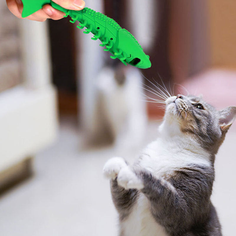 Hierba gatera de silicona, pez, cangrejo, cepillo de dientes, juguete para gato, mordedura, alivio de la congestión, limpieza de los dientes molares