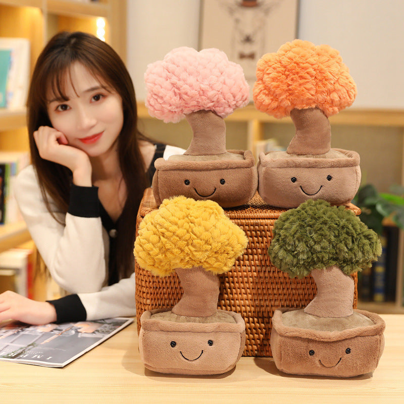 Simulation Pachira Macrocarpa Figurine Doll Creative Plant Surface Panel Ornament Decoration Plush Toys