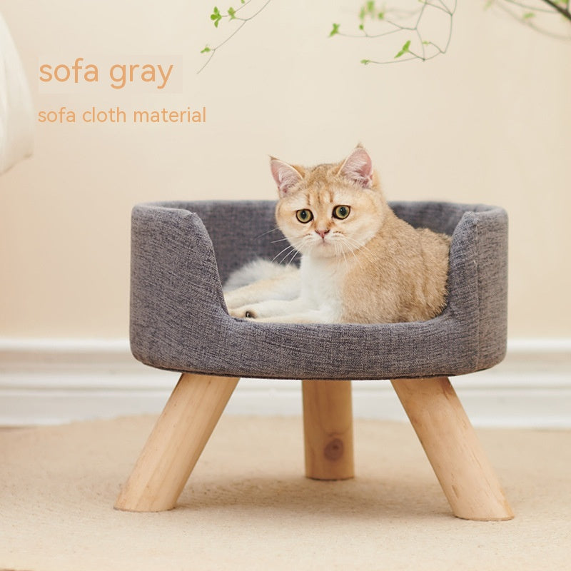 Solid Wood Cat Nest Semi-enclosed Winter Warm