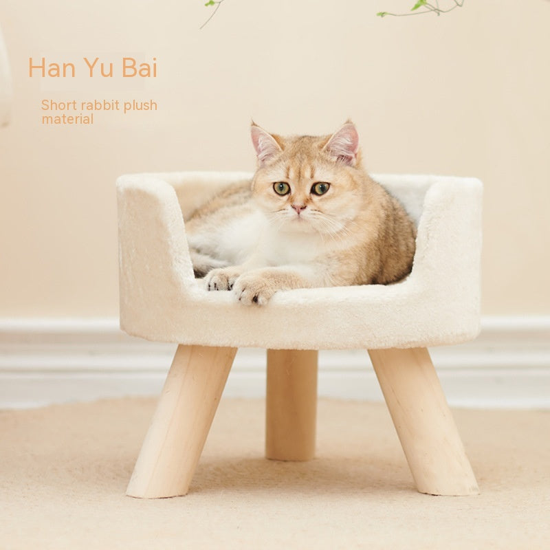 Solid Wood Cat Nest Semi-enclosed Winter Warm