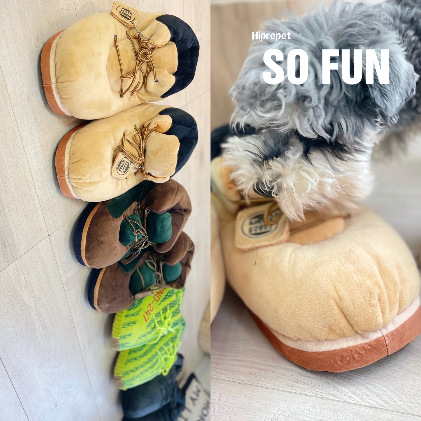 Chaussures gros chien peluche chat oreiller