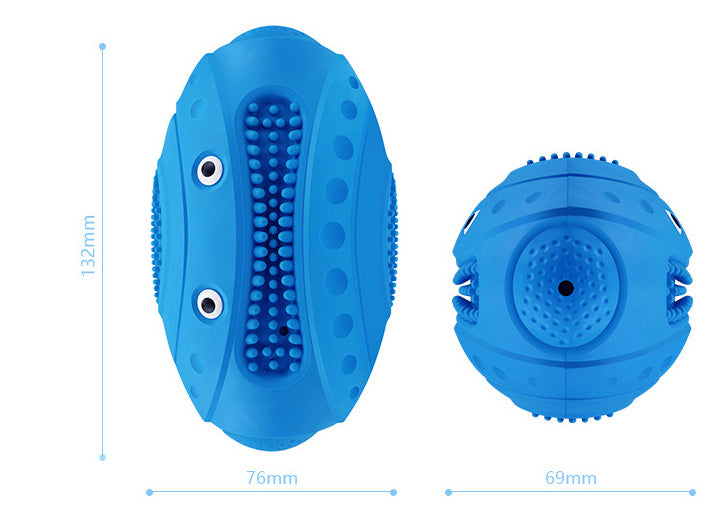 Juguete molar de caucho natural para mascotas de rugby vocal