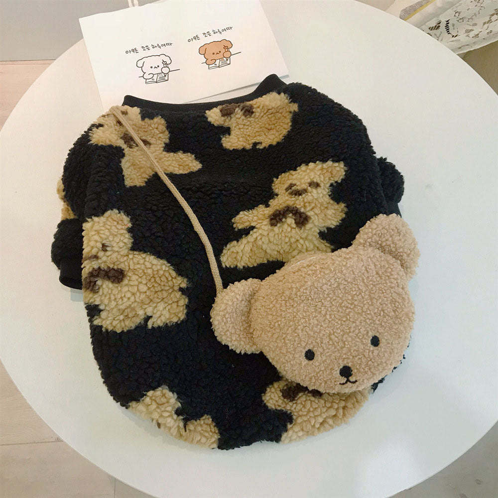 Bear Plus Velvet Sweater Pet Clothes Autumn Winter Cotton-padded Coat