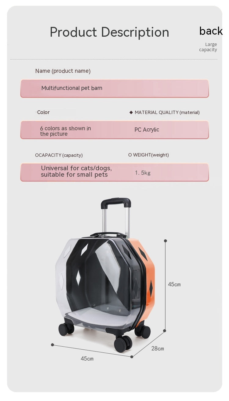 Mochila transparente con gran capacidad y suministros para mascotas ventilados.