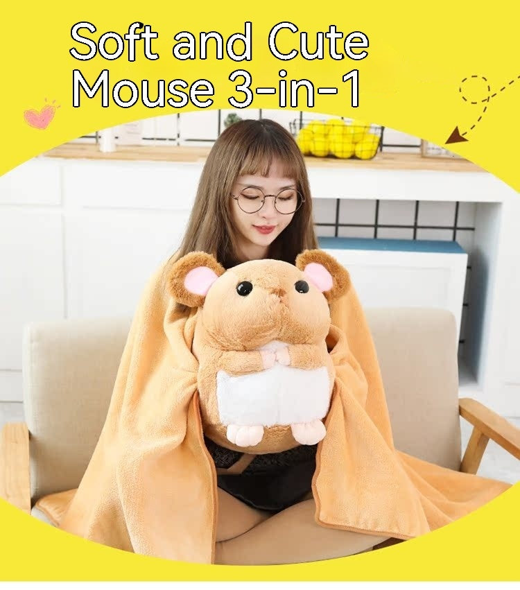 Mouse Doll Cute Sleeping Doll Pillow Plush Toy Hand Warmers Three In One Blanket Car Cushion