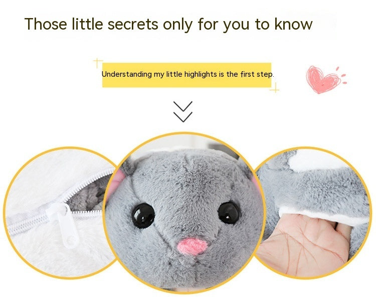 Mouse Doll Cute Sleeping Doll Pillow Plush Toy Hand Warmers Three In One Blanket Car Cushion