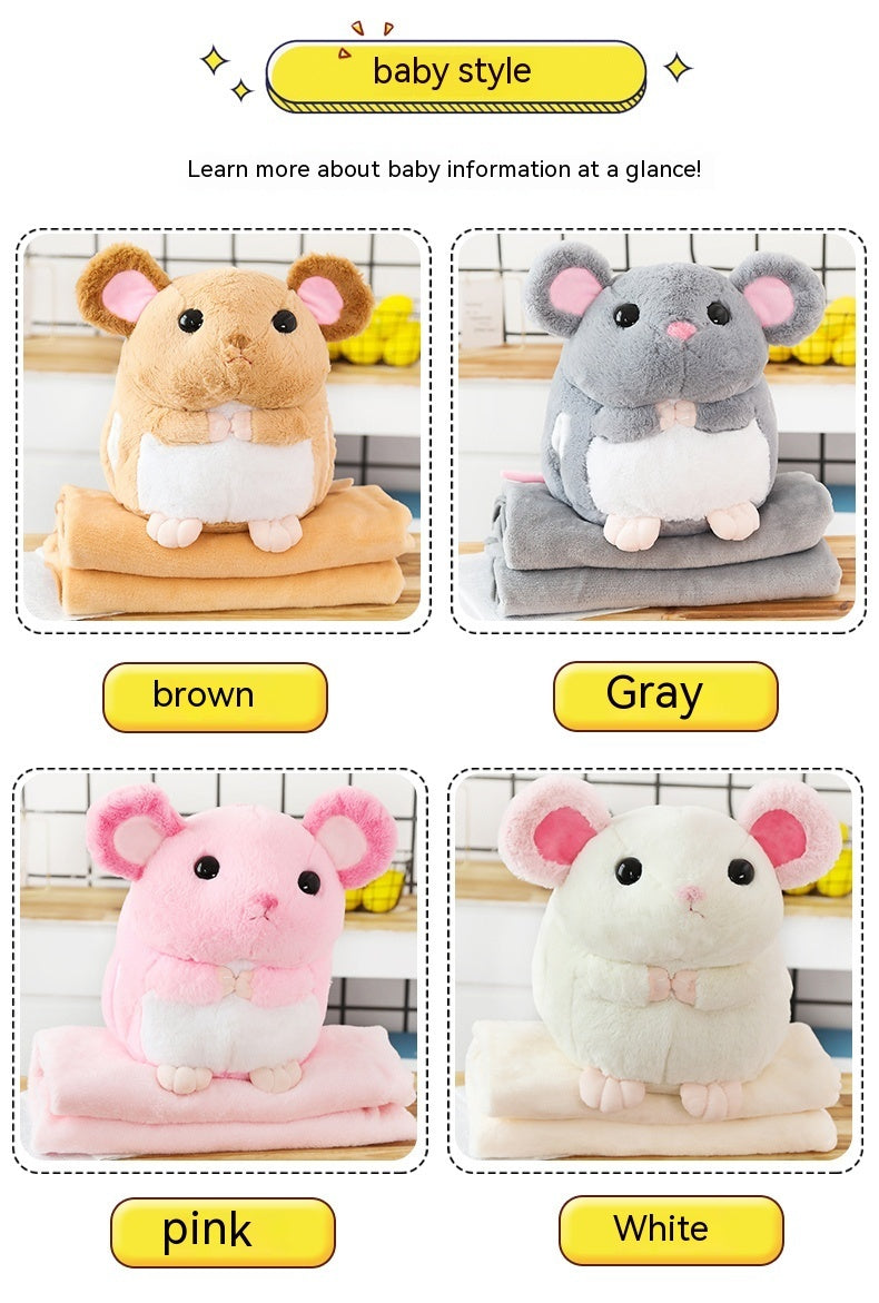 Mouse Doll Cute Sleeping Doll Pillow Plush Toy Hand Warmers Three In One Blanket Car Cushion