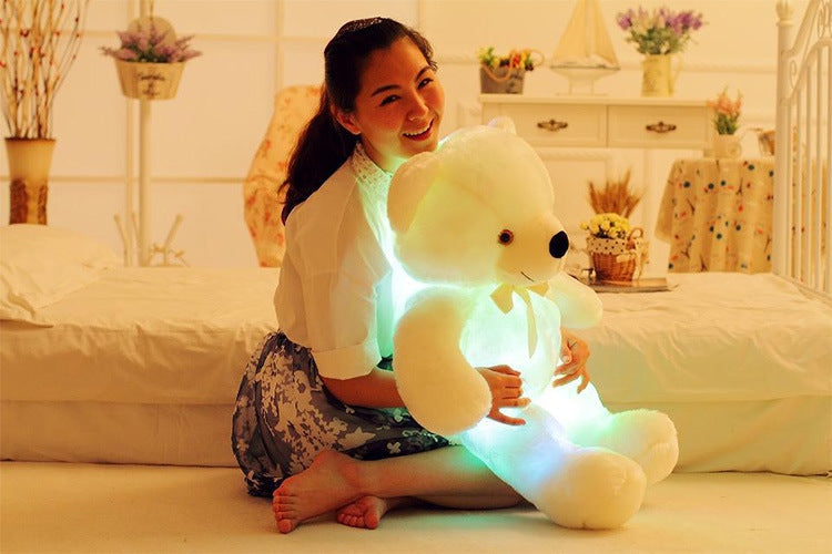 Oso de peluche con luz LED creativa, animales de peluche, juguete de peluche colorido brillante, regalo de Navidad para niños, almohada