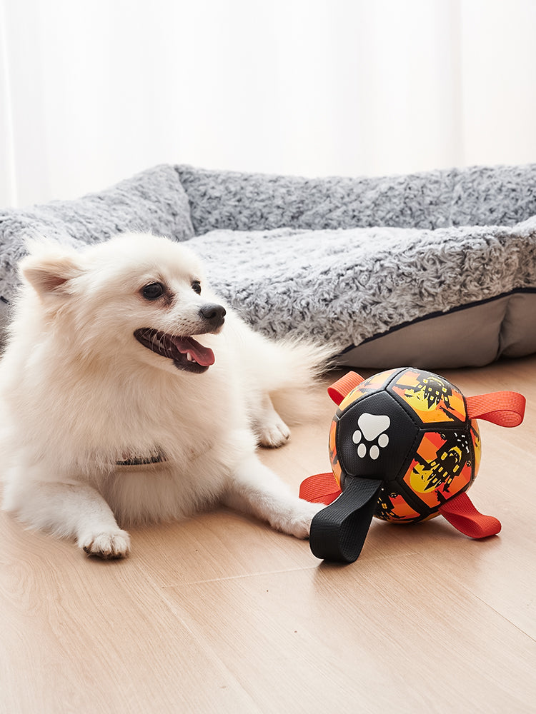 Pelotas de fútbol para perros, juguete con Sraps, regalo de Navidad y Halloween para mascotas, juguete de cumpleaños para cachorros, juguetes interactivos para tira y afloja, juguetes acuáticos 