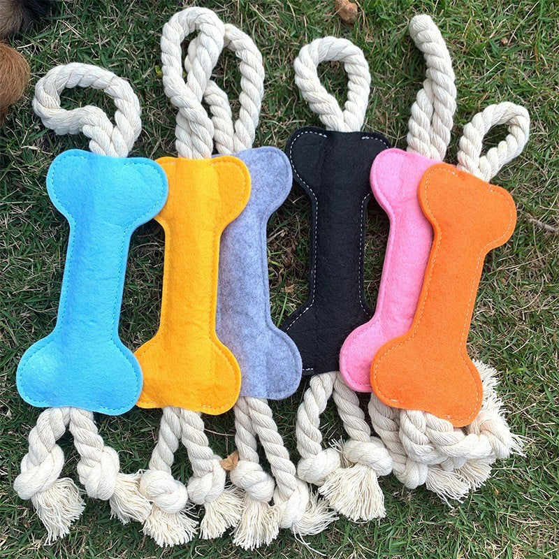 Cuerda de nudo resistente a las mordeduras para perros, rompecabezas con forma de hueso para mascotas, juguete resistente a las mordeduras, juguete de fieltro con forma de hueso para perros