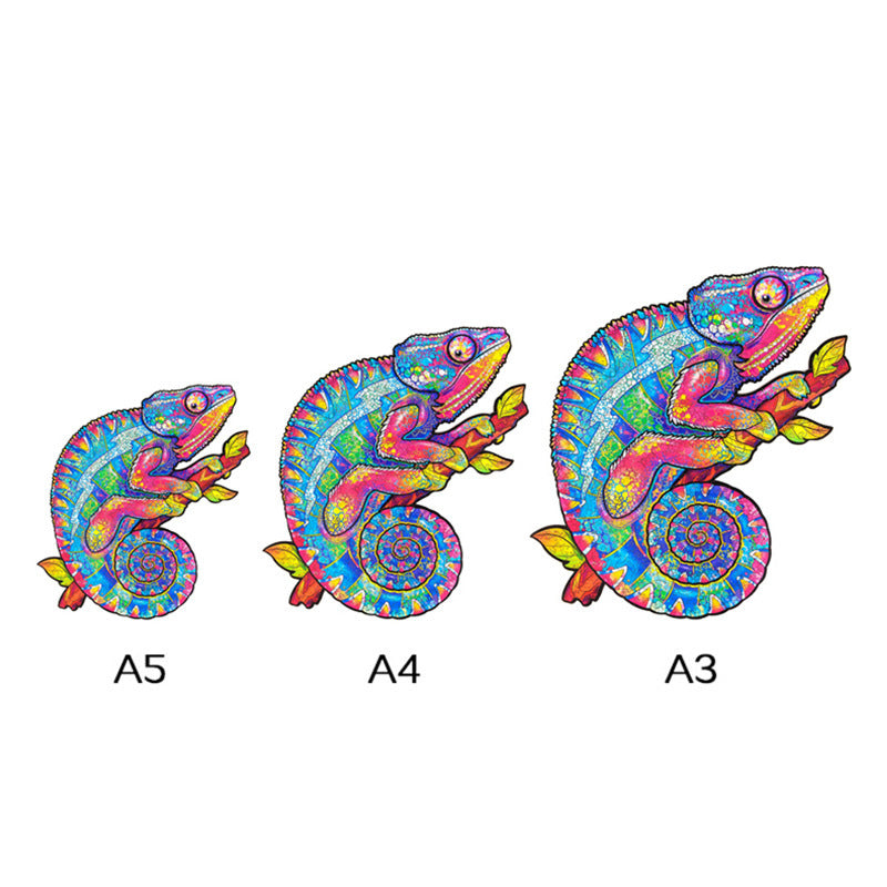 Blocs de construction animaux caméléon arc-en-ciel à motif irrégulier