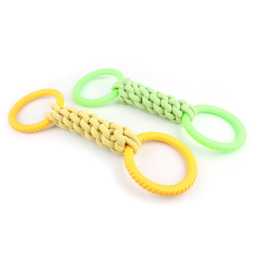 Natural Cotton Rope Dog Toys Tough And Interactive Dog Tug Toy With 2 Handle Dog Pull Rope Teeth Cleaning Puppy Chew Toy Supply