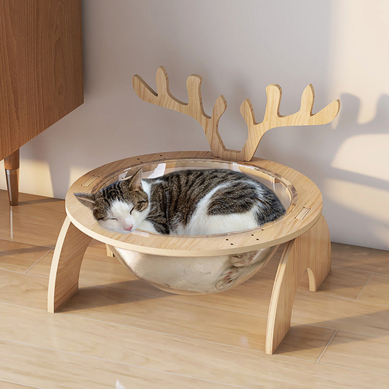 Nid pour chat Antlers Four Seasons Universal Pet Supplies Chanfer Space Capsule Lit pour chat en bois massif