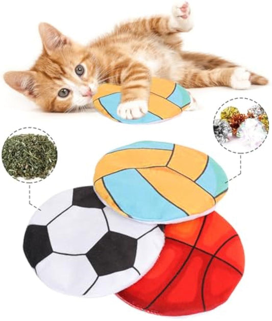 Juguetes de hierba gatera para gatos de interior, juguetes interactivos de disco volador para gatos, juguetes de felpa para frotar con hierba gatera y sonido arrugado de mylar, juguete para masticar para gatos y juguete para la dentición de gatitos