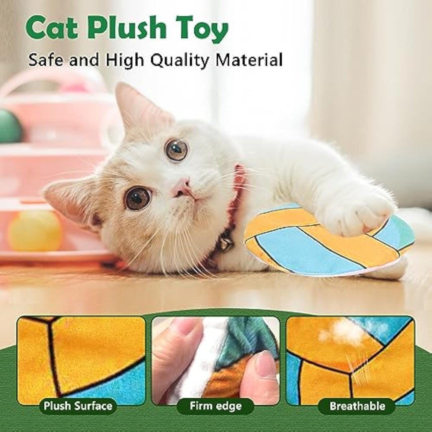 Juguetes de hierba gatera para gatos de interior, juguetes interactivos de disco volador para gatos, juguetes de felpa para frotar con hierba gatera y sonido arrugado de mylar, juguete para masticar para gatos y juguete para la dentición de gatitos