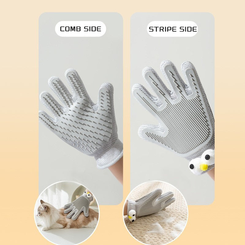 2 In 1 Pet Grooming Gloves For Dogs And Cats, Pet Fur Remover Gloves, Grooming Brush For Shedding, Massage, Hair Remover Mitt, Fur Cleaner For Couch, Clothes