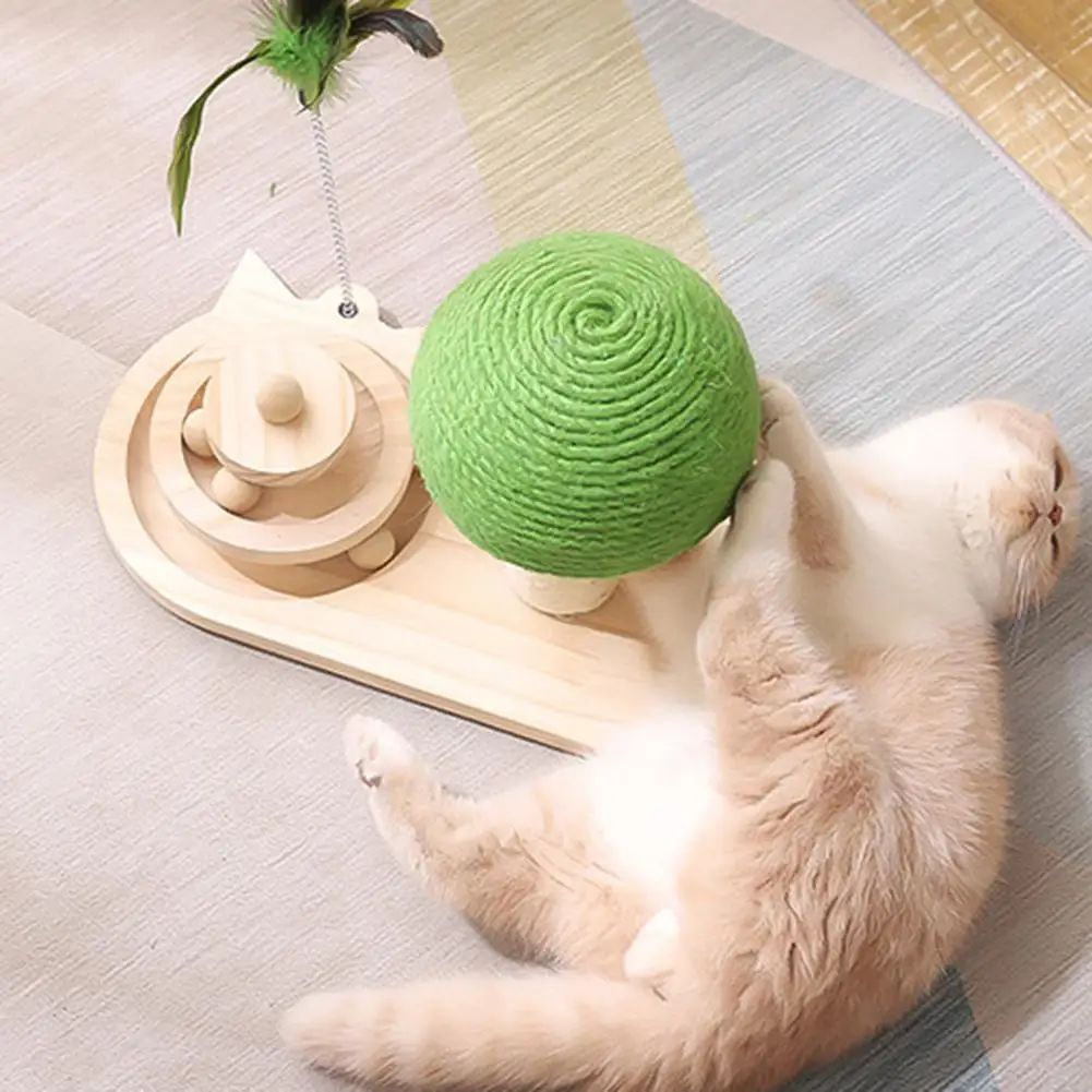 Cat Toys Scratching Post Mushroom Sisal Rope Scratcher Tree Tower Wood Turntable Ball Kitten Climbing Frame  Supplies