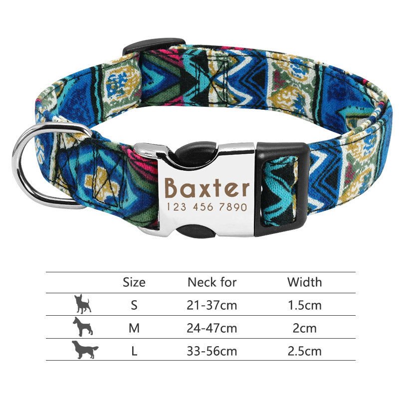 Collar de perro de nailon ajustable, identificación personalizada para perros y gatos