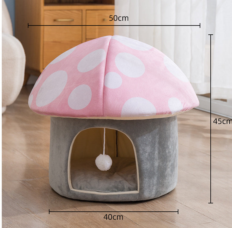 Cartoon Mushroom Removable And Washable Soft Pet Bed