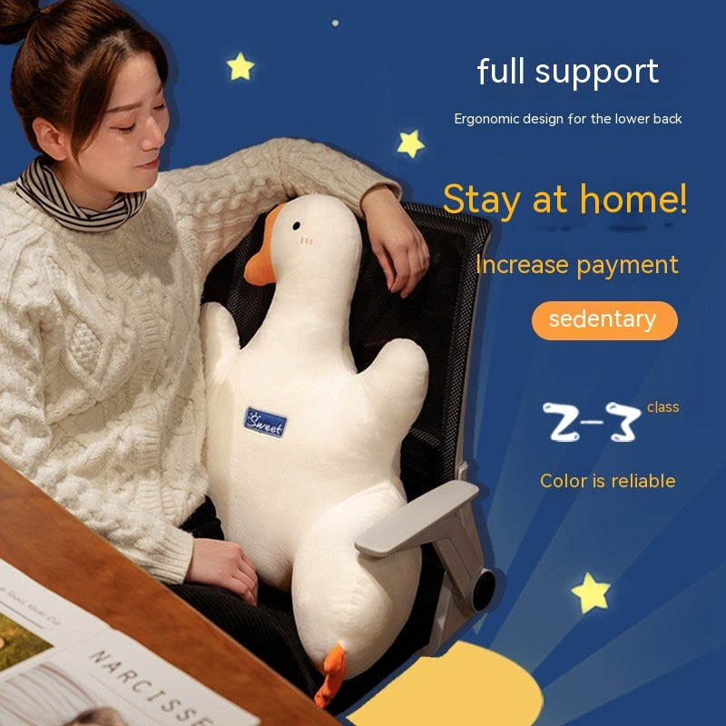 Big White Geese Lumbar Support Pillow Office Long-sitting Waist Support