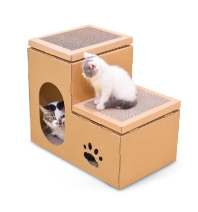 Maison pour chat, Double échelle, disque à griffes pour chat, disque de meulage, jouets gratuits à l'herbe à chat