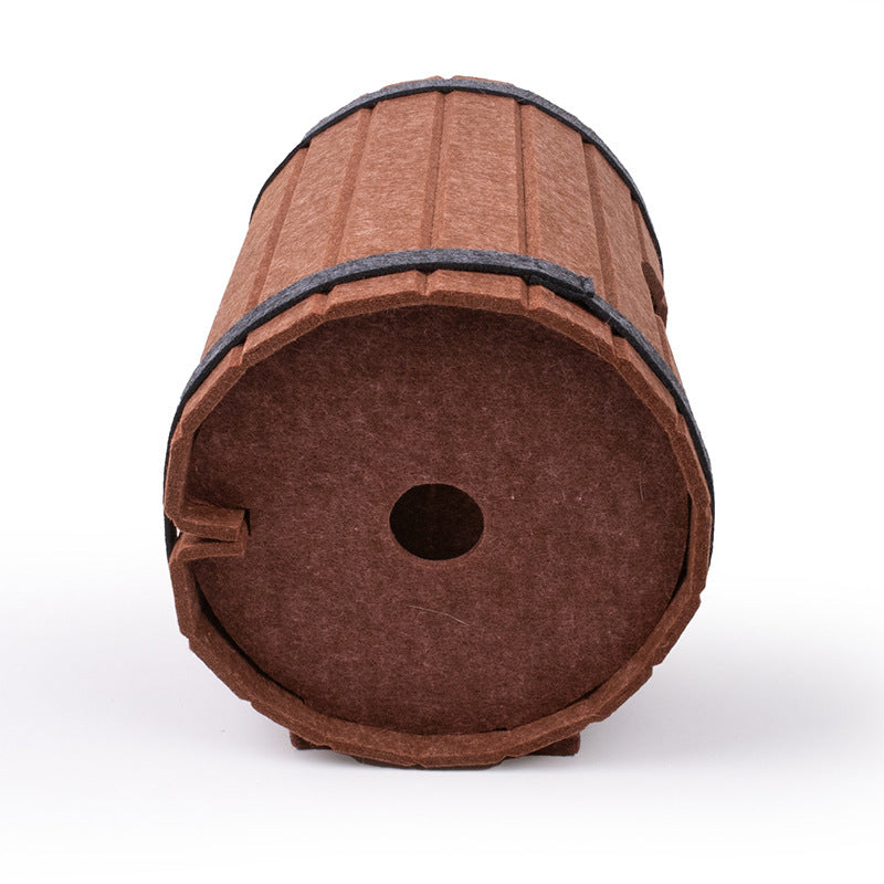 Assembled Wine Barrel Pet Bed Felt Board Cat Nest