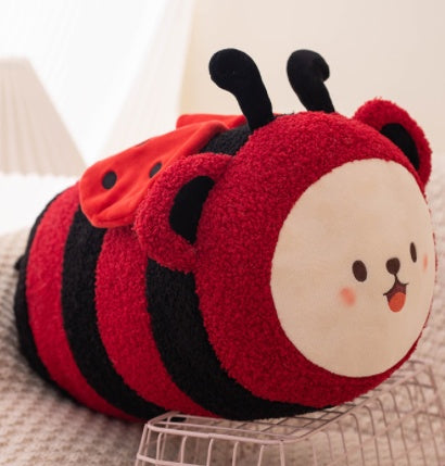 Oreiller mignon d'abeille couché figurine d'animal de dessin animé poupée papillon en peluche jouet cadeau de vacances