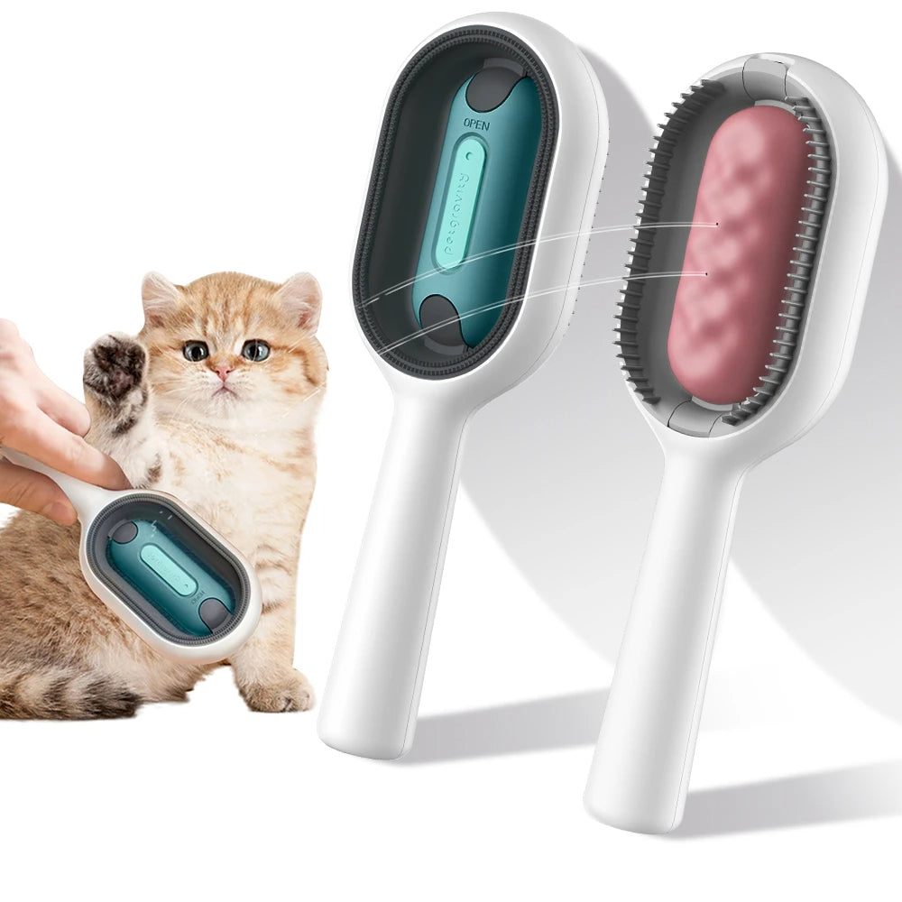 Cepillo para pelo de gato con agua, cepillo pegajoso para gatos, cepillo de aseo para gatos 4 en 1, peine de aseo para perros y gatos con tanque de agua, cepillo de depilación de doble cara, suministros para mascotas y gatitos, accesorios