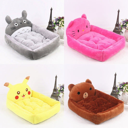 Cama cálida de invierno para cachorros y gatos, lavable, con dibujos animados, para perros pequeños, gatos, productos para mascotas, accesorios 