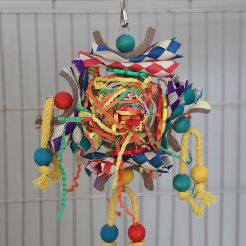 Colorful Vine Bal Paper Tube Bird Cage Decorative Pendant Parrot Toys