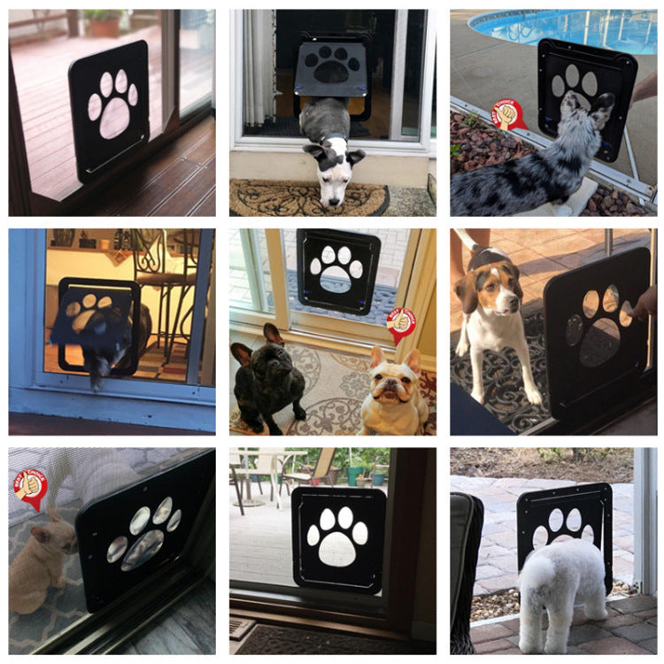 Way Lockable Plastic Pet Big Dog Cat Door For Screen Window Safety Flap Gates Pet Tunnel Dog Fence Free Access Door For Home