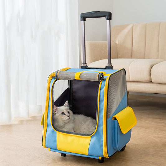 Sac à dos pour chat, sac à dos Portable pour animaux de compagnie, valise à roulettes respirante