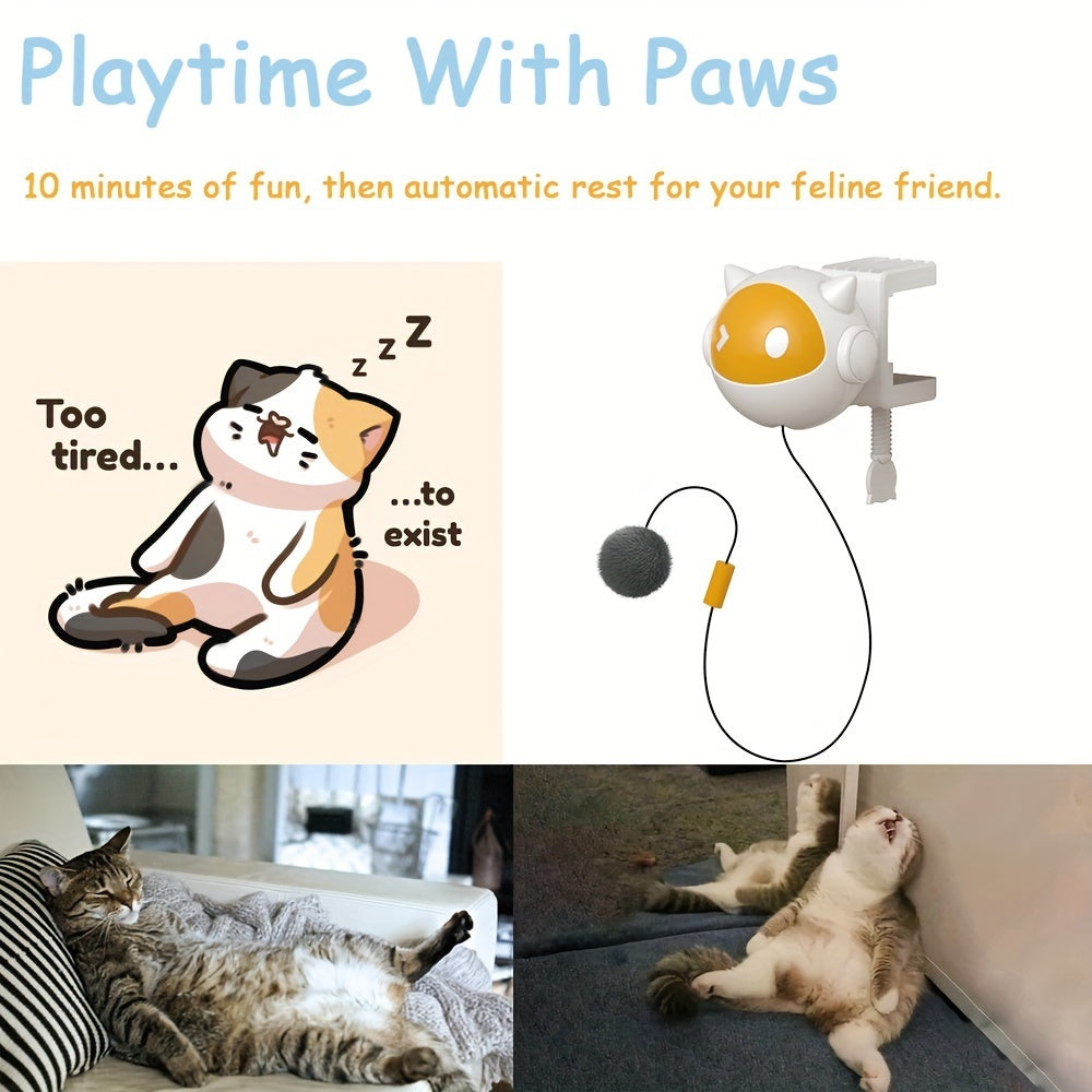 Un jouet interactif pour chat qui déplace automatiquement la balle de haut en bas sans main avec des clips pour stimuler l'instinct de chasse du chat Alimenté par des piles AAA non rechargeables Tapis en plastique durable Non 