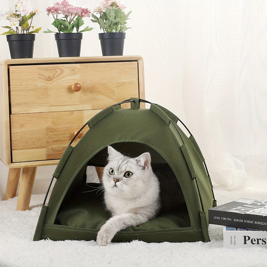 Cat Tent Bed With Removable Non-Slip Soft Pad, Portable Pet Tent Cave For Cats And Small Dogs Kitten Breathable Self-Cooling Pet Mat For Dogs And Cats