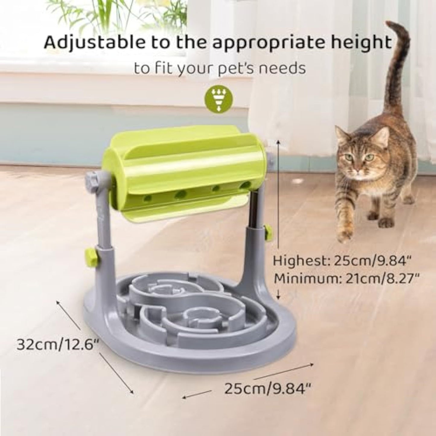 Interactive Dog Cat Food Puzzle Toy Slow Feeder Pet Bowl Treat Boredom Dispensing Slow Feeder Anxiety IQ Training In Smart Feeding And Adjustable Height For Small Medium Dogs