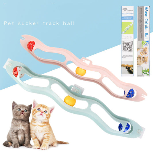 Wavy Pet Sucker Track Ball Cat Toy Adhesive Glass Wall Cat Supplies