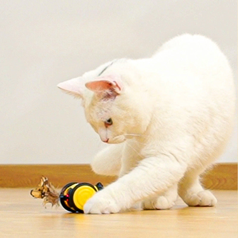 Juguete eléctrico para gato, bonito juguete para gato corriendo con forma de abeja, juguete interactivo para mascotas con forma de palo que se mueve al azar, juguete eléctrico para gato con forma de pluma