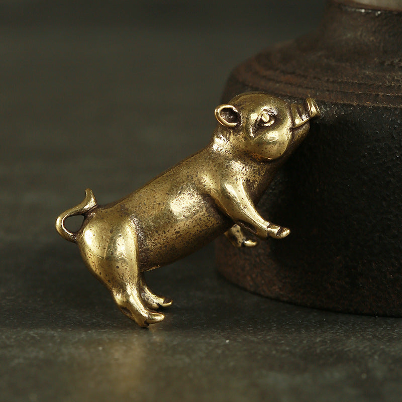 Brass Creative Small Copper Ware Piglet Symbolic Animals Desktop Decoration Metal Model Pendant